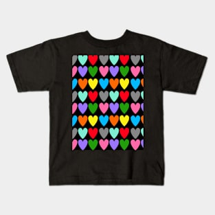 Bright Rainbow Hearts in Rows Kids T-Shirt